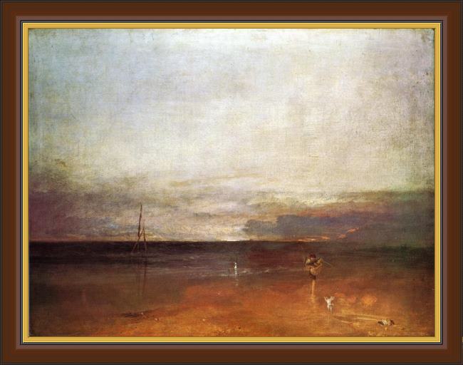 Framed Joseph Mallord William Turner rocky bay with figures painting