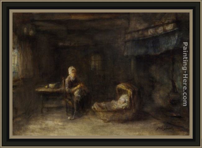 Framed Jozef Israels a quiet moment painting