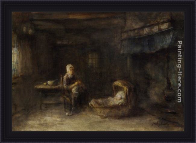 Framed Jozef Israels a quiet moment painting