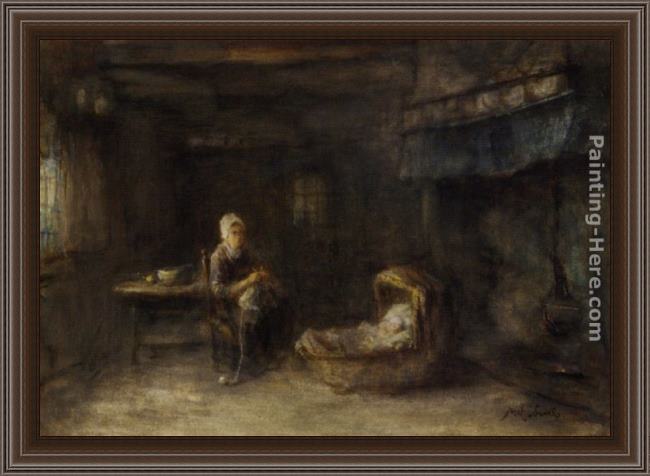 Framed Jozef Israels a quiet moment painting