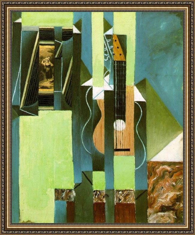 Framed Juan Gris the guitar painting