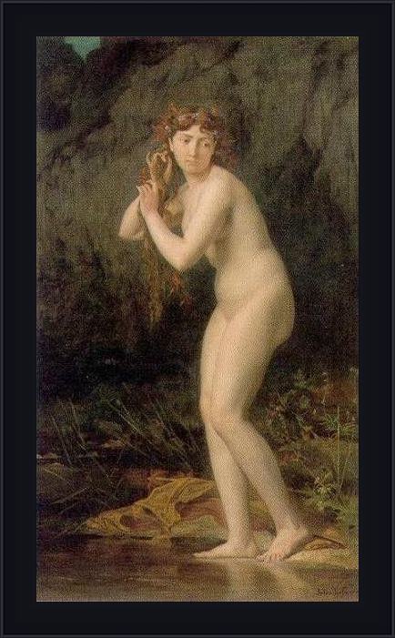 Framed Jules Joseph Lefebvre a bathing nude painting