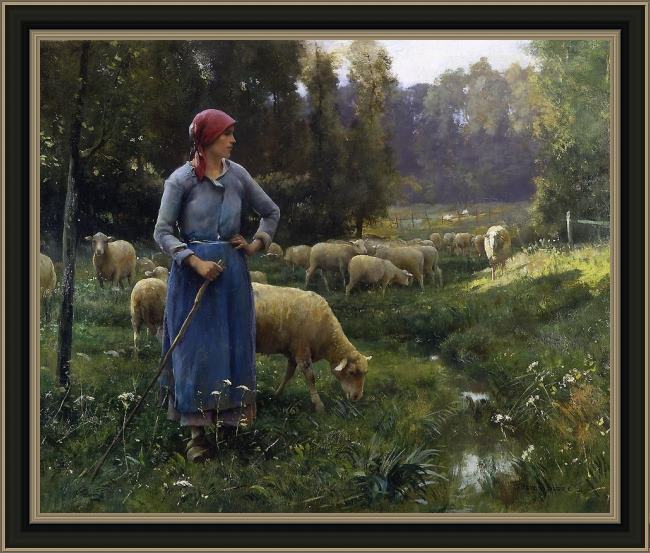 Framed Julien Dupre la fermiere painting