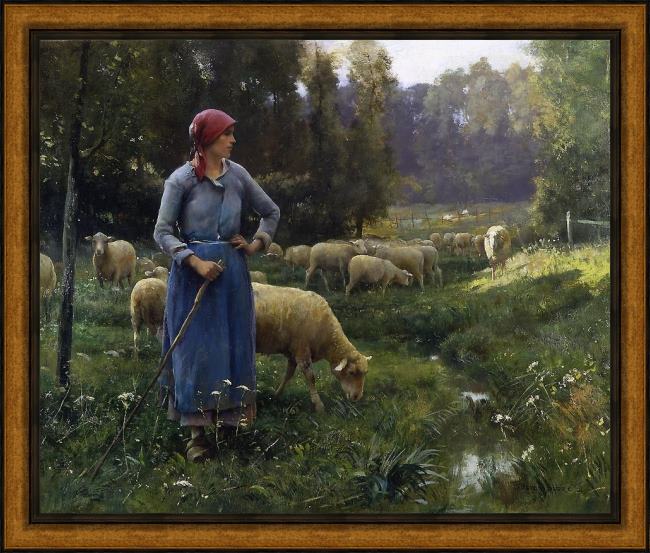 Framed Julien Dupre la fermiere painting