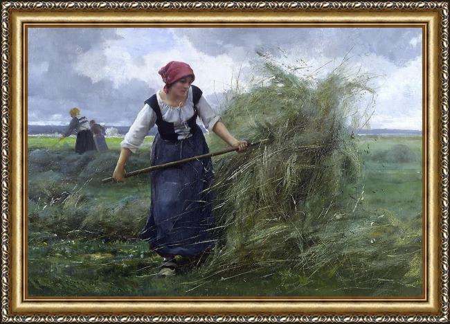 Framed Julien Dupre the wheatfield painting