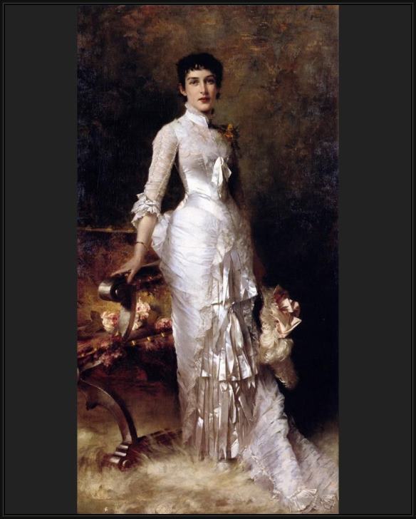 Framed Julius LeBlanc Stewart young beauty in a white dress painting