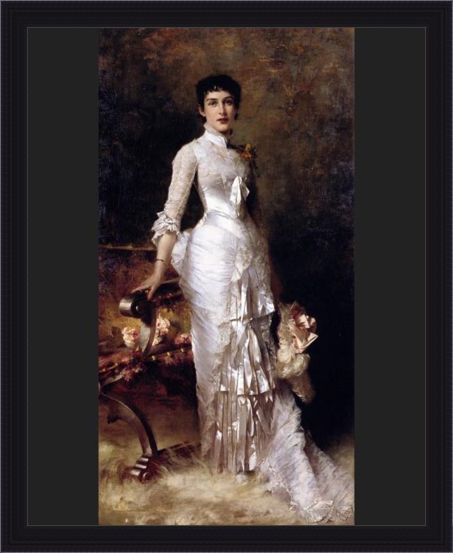 Framed Julius LeBlanc Stewart young beauty in a white dress painting