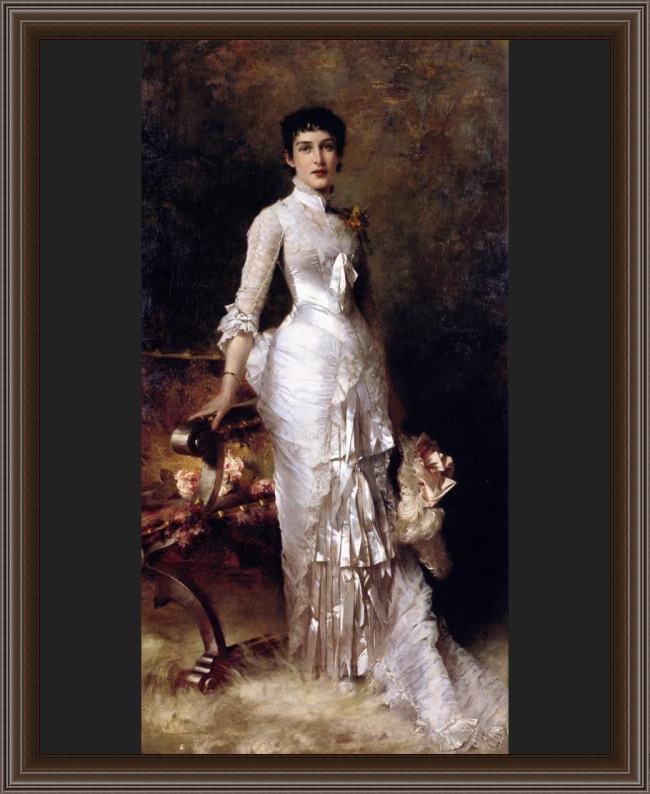 Framed Julius LeBlanc Stewart young beauty in a white dress painting