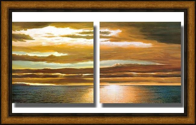 Framed landscape dan werner reflections on the sea painting