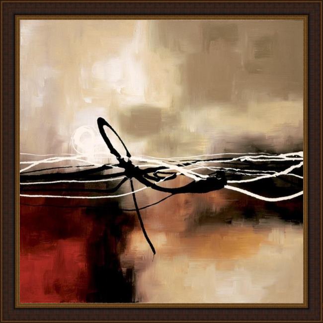 Framed Laurie Maitland symphony in red and khaki ii painting