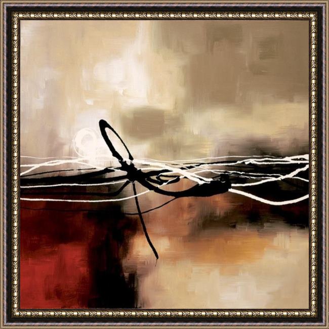 Framed Laurie Maitland symphony in red and khaki ii painting