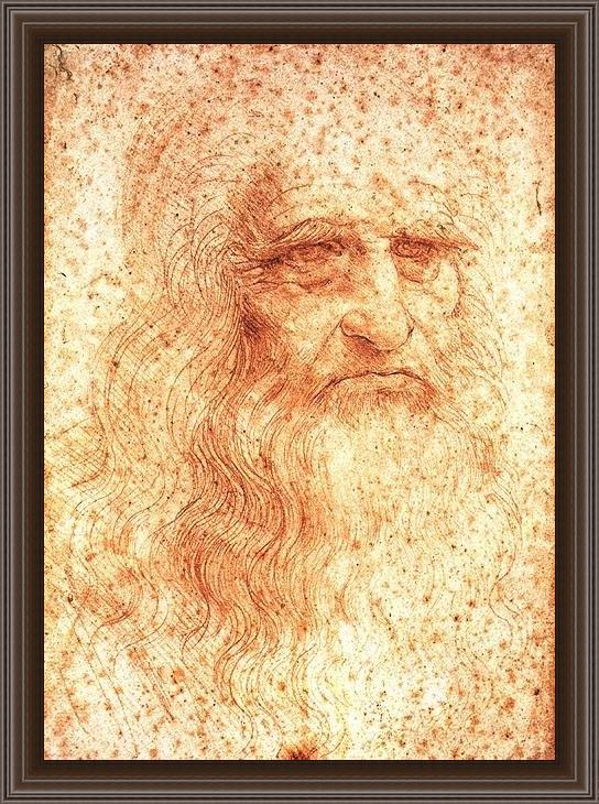 Framed Leonardo da Vinci da vinci self portrait painting