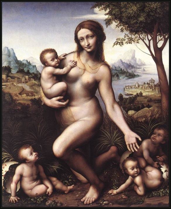 Framed Leonardo da Vinci leda 1530 painting
