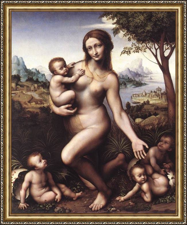 Framed Leonardo da Vinci leda 1530 painting