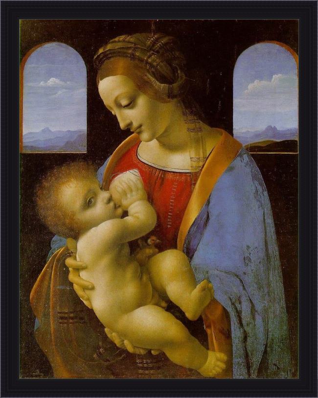 Framed Leonardo da Vinci madonna litta painting