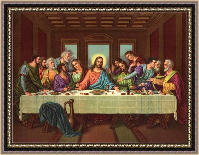 Framed Leonardo da Vinci picture of the last supper ii painting