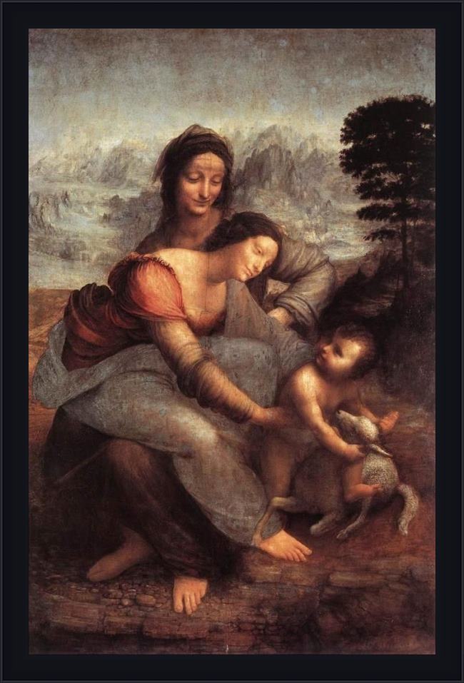 Framed Leonardo da Vinci the virgin and child with st anne painting