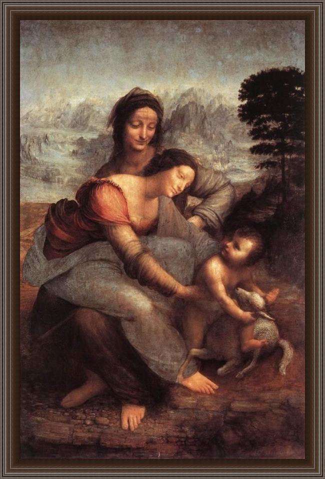 Framed Leonardo da Vinci the virgin and child with st anne painting