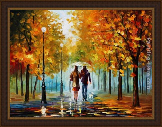 Framed Leonid Afremov autumn elegy painting