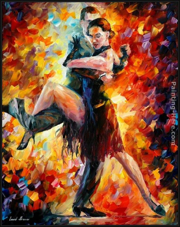 Framed Leonid Afremov joyful tango painting