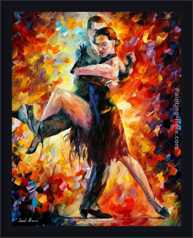 Framed Leonid Afremov joyful tango painting