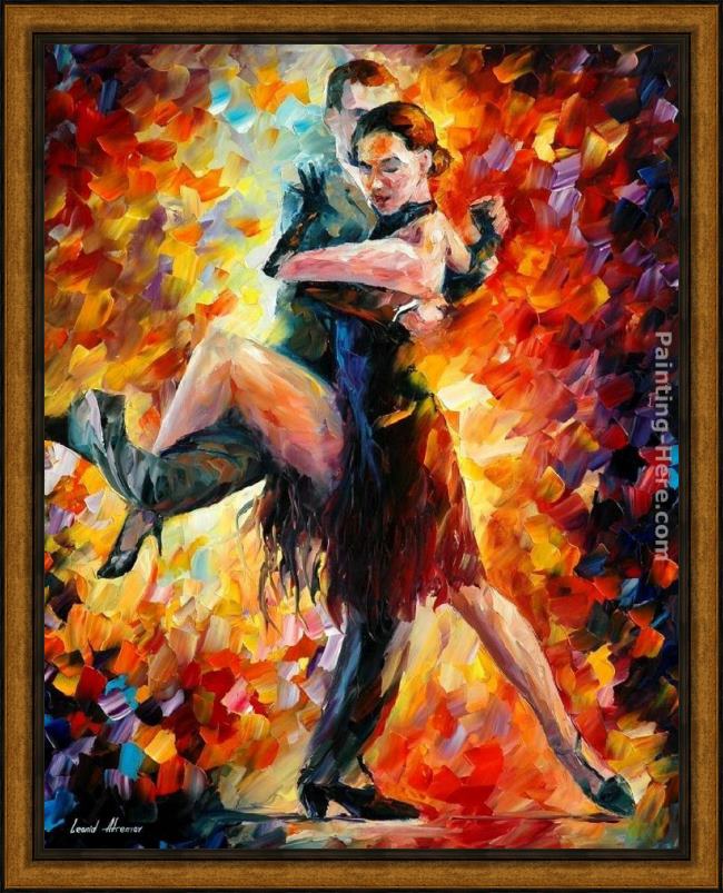 Framed Leonid Afremov joyful tango painting