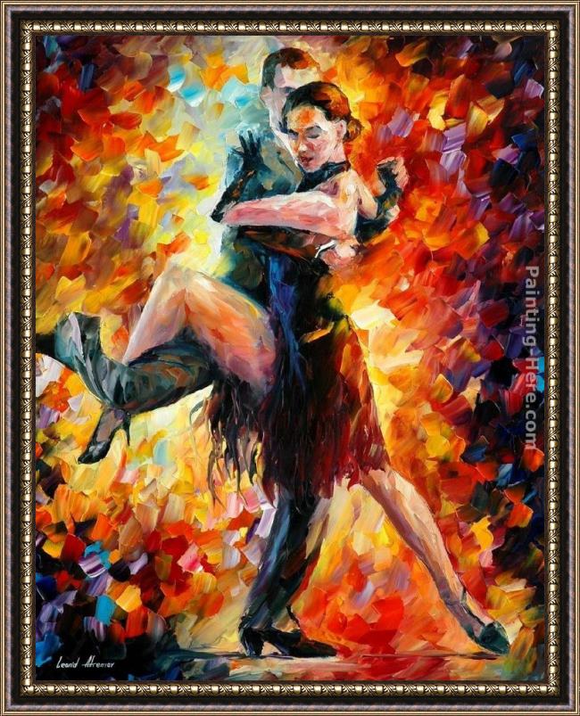 Framed Leonid Afremov joyful tango painting