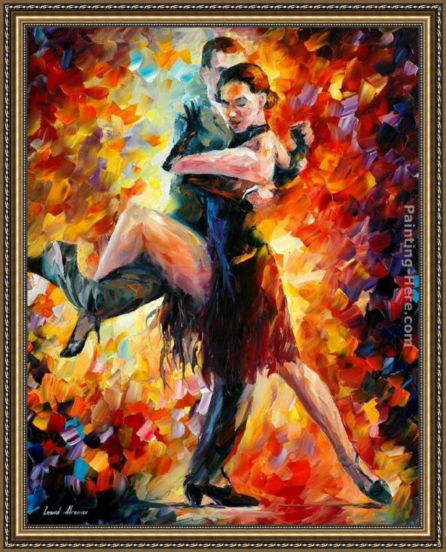 Framed Leonid Afremov joyful tango painting