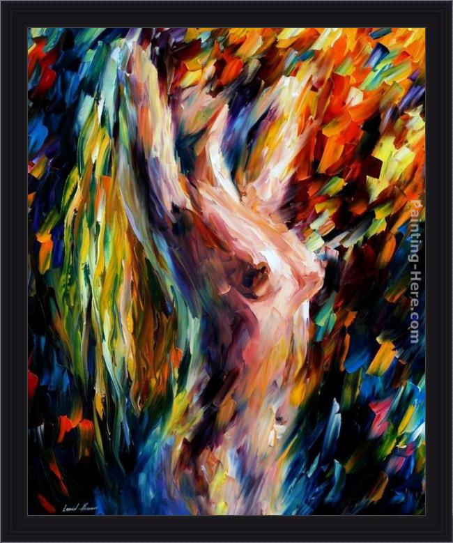 Framed Leonid Afremov love shower painting
