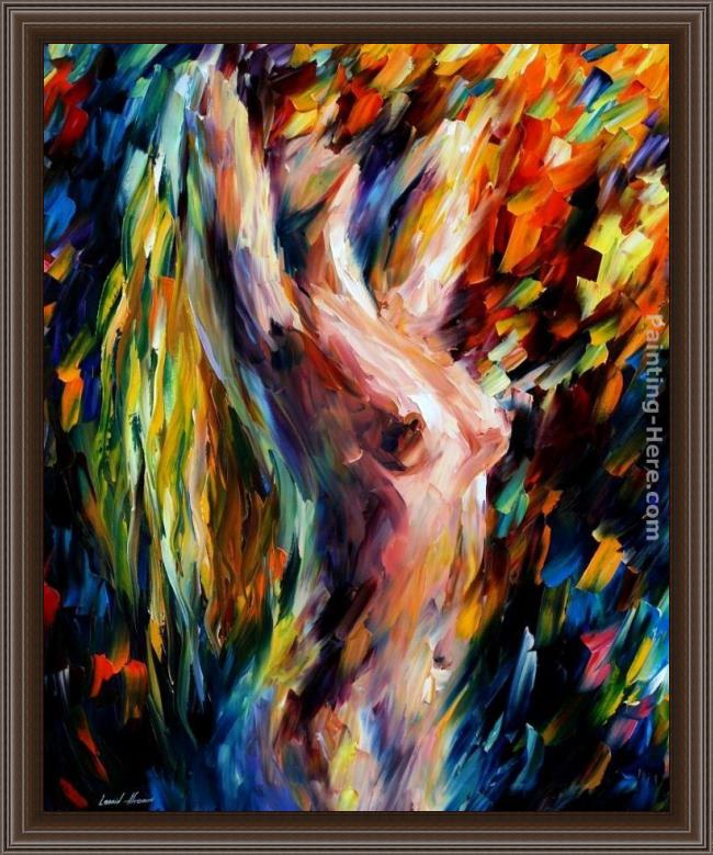 Framed Leonid Afremov love shower painting
