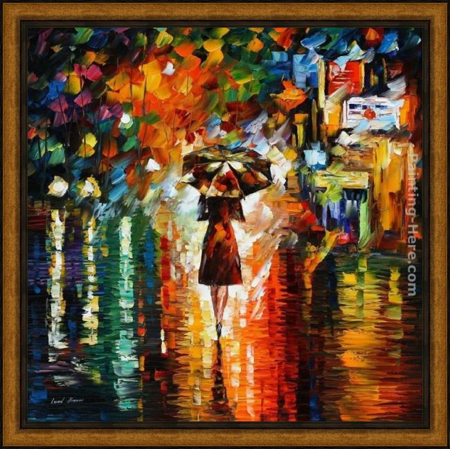 Framed Leonid Afremov rain princess painting