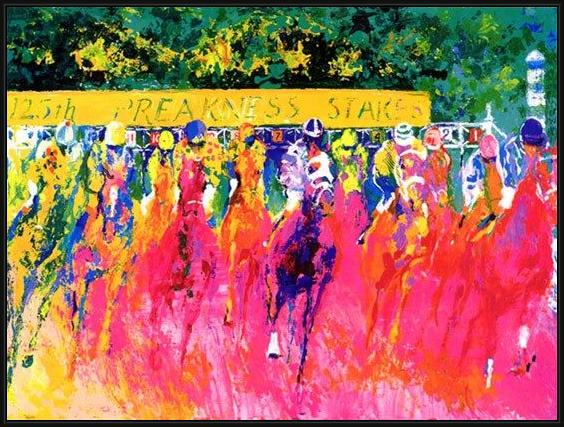 Framed Leroy Neiman 125th preakness stakes painting