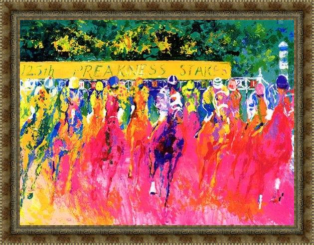 Framed Leroy Neiman 125th preakness stakes painting