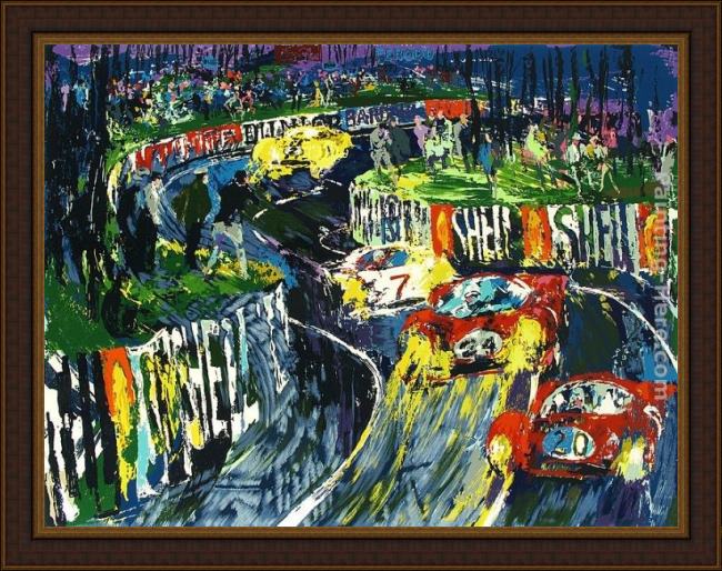 Framed Leroy Neiman 24 hours at lemans painting