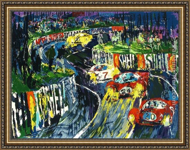 Framed Leroy Neiman 24 hours at lemans painting