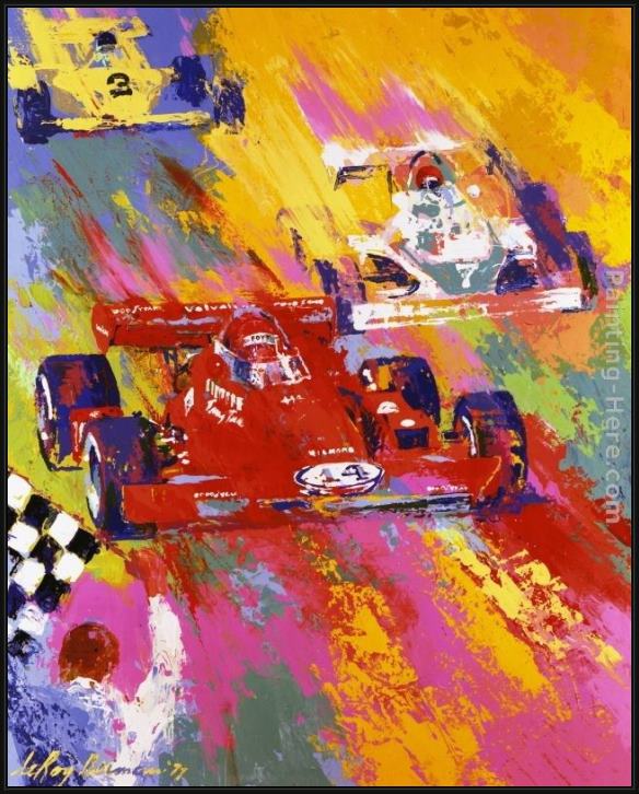 Framed Leroy Neiman aj foyt painting