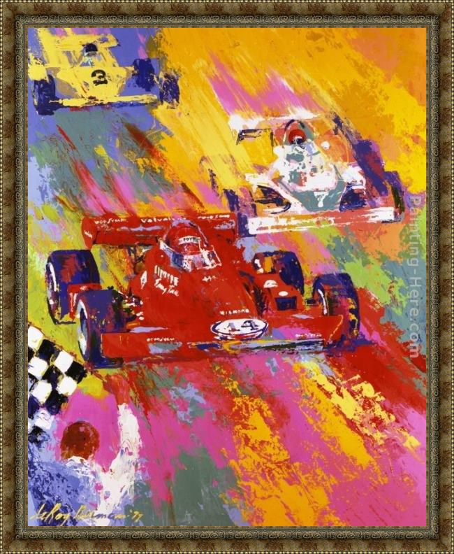 Framed Leroy Neiman aj foyt painting