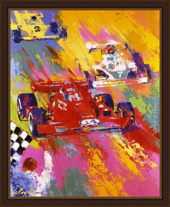 Framed Leroy Neiman aj foyt painting