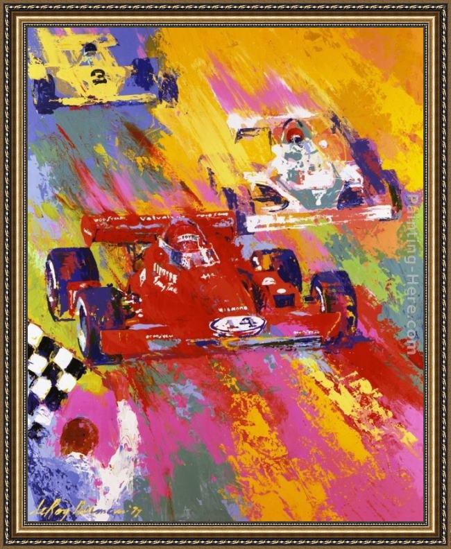 Framed Leroy Neiman aj foyt painting