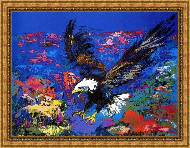 Framed Leroy Neiman american bald eagle painting