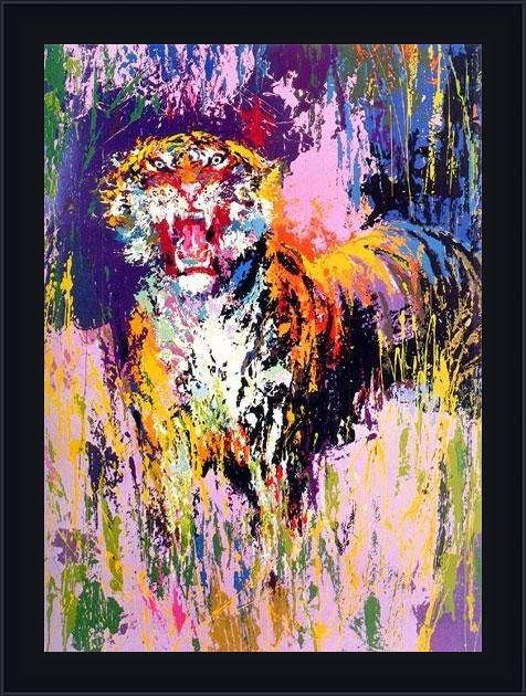 Framed Leroy Neiman bengal tiger painting