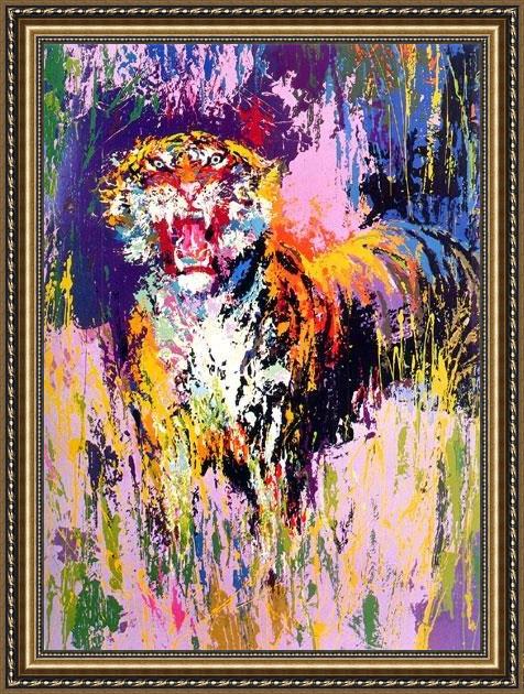 Framed Leroy Neiman bengal tiger painting