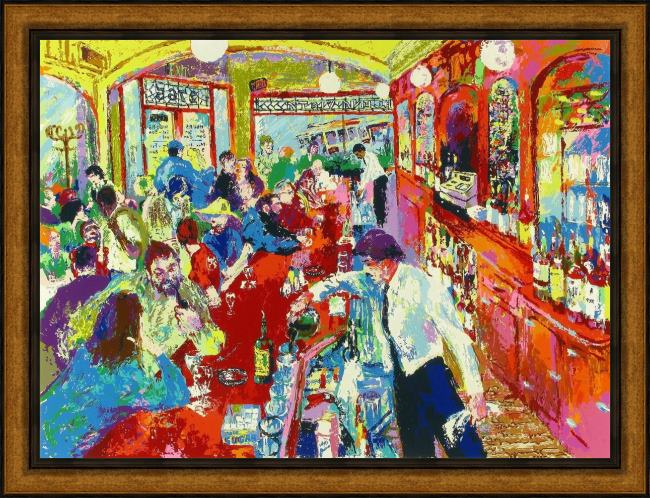Framed Leroy Neiman buena vista bar painting