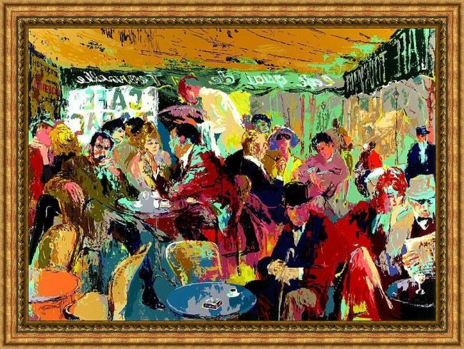 Framed Leroy Neiman cafe rive gauche painting