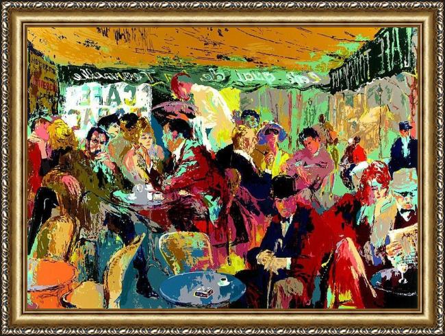 Framed Leroy Neiman cafe rive gauche painting
