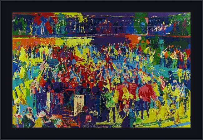 Framed Leroy Neiman chicago board of trade painting
