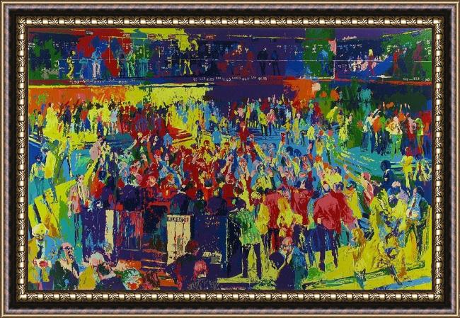 Framed Leroy Neiman chicago board of trade painting