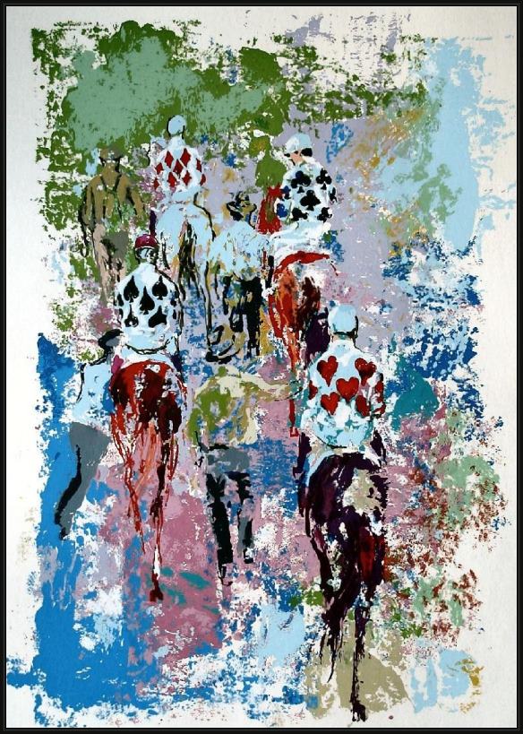 Framed Leroy Neiman four aces painting