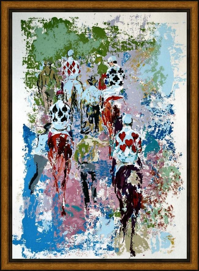 Framed Leroy Neiman four aces painting