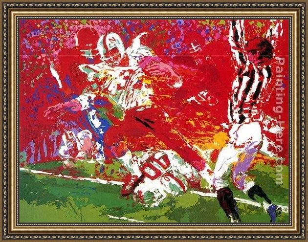 Framed Leroy Neiman game of the century, nebraska suite painting